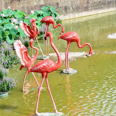 仿真火烈鳥，玻璃鋼仿生動物雕塑