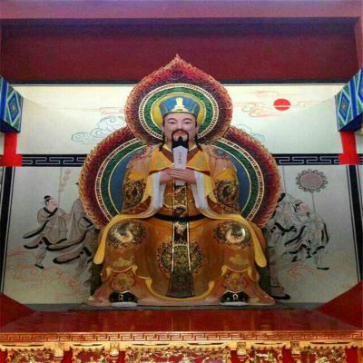 玻璃鋼彩繪大型寺廟供奉神佛泰山神東岳大帝雕塑