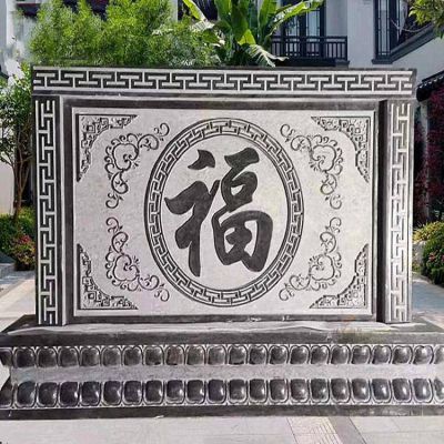 庭院別墅迎門(mén)墻青石浮雕中式壁畫(huà)雕塑