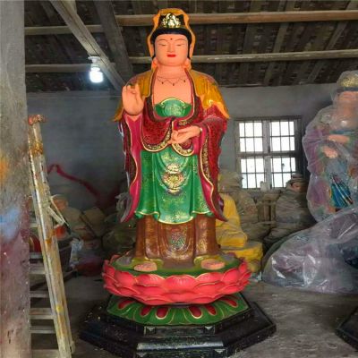 景區(qū)玻璃鋼彩繪神佛供奉西方三圣雕塑