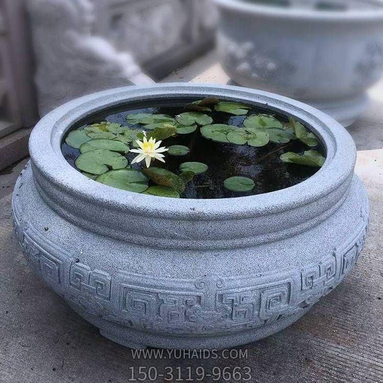 仿古做舊大理石石雕養(yǎng)花養(yǎng)魚魚缸雕塑