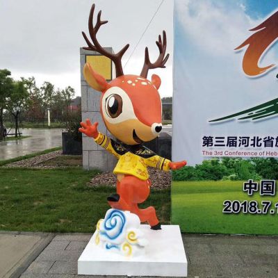 玻璃鋼卡通吉祥物梅花鹿公仔園林主題擺件