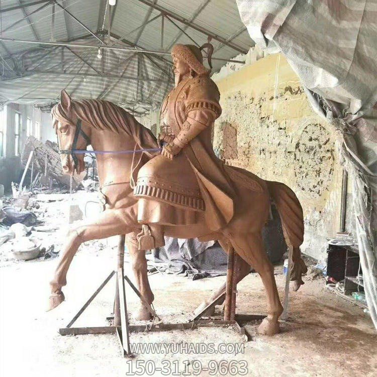 古代銅雕騎馬的將軍雕塑