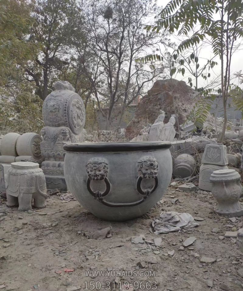 仿古園林景觀石雕水缸雕塑