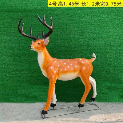 戶外動(dòng)物園玻璃鋼卡通梅花鹿雕塑