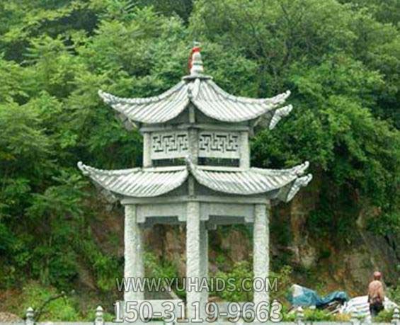 雙層鏤空青石仿古建寺院景區(qū)擺放涼亭雕塑