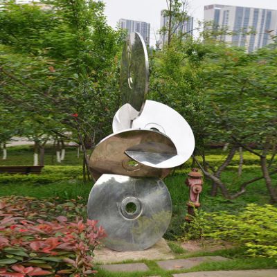 公園擺放不銹鋼鏡面光盤(pán)景觀(guān)雕塑