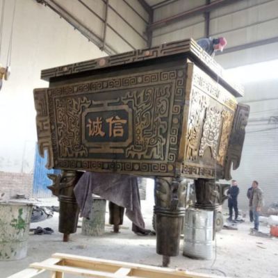 仿古青銅寺廟大型戶外鼎雕塑