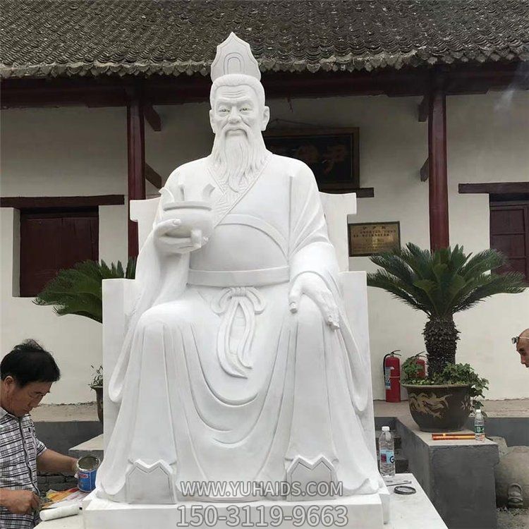 孔子李時珍張仲景華佗孫思邈 漢白玉古代名人肖像雕塑