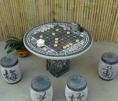 庭院創(chuàng)意下象棋桌凳景觀石雕