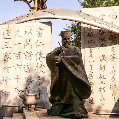 廣場擺放中國古代著名書法家柳公權(quán)玻璃鋼仿銅雕塑像