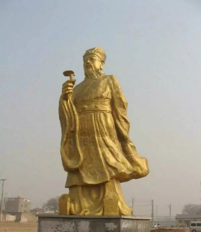 醫(yī)學(xué)院廣場站姿拿藥名醫(yī)李時(shí)珍鍍金玻璃鋼雕塑