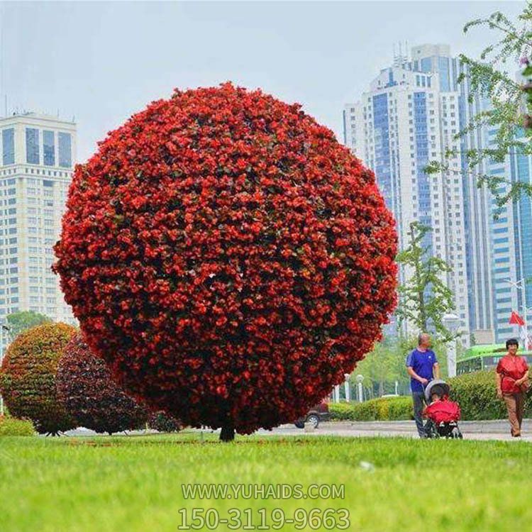 廣場街道人造花球樹綠植擺件雕塑