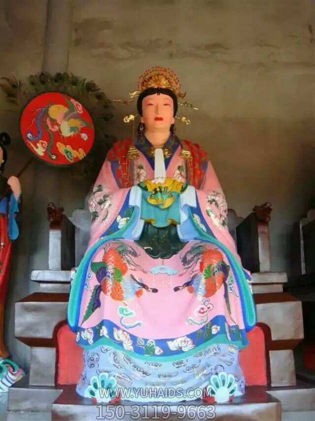 樹脂創(chuàng)意彩繪寺廟王母娘娘雕塑