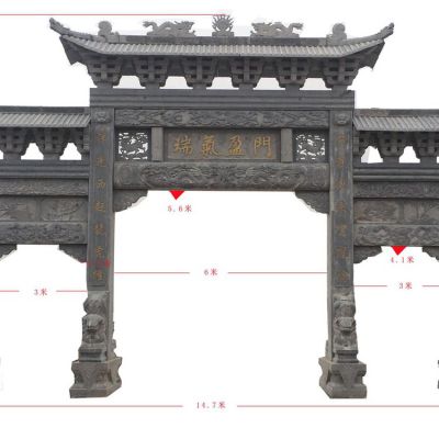 城鎮(zhèn)鄉(xiāng)村戶外大型石雕牌坊雕塑