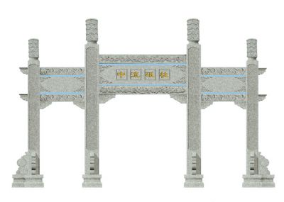 景區(qū)門前擺放大理石三門四柱簡(jiǎn)易