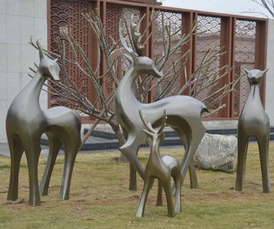 公園景區(qū)不銹鋼仿銅抽象藝術(shù)鹿雕塑