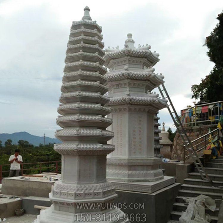 漢白玉九層文昌塔石雕寺院景區(qū)擺放石雕寶塔雕塑