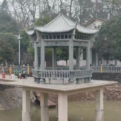 公園景點擺放花崗巖單層休息涼亭