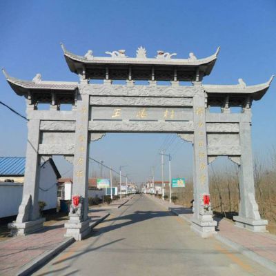 鄉(xiāng)鎮(zhèn)景觀牌坊 跨路多門大型石牌坊雕塑